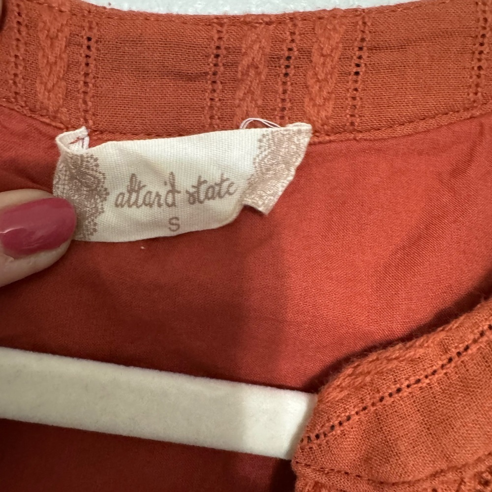 Altar’d State Cotton Tiered V Neck Mini Dress in Burnt Orange - Picture 5 of 8